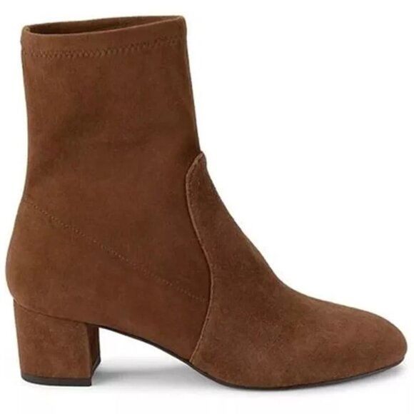 $650 Stuart Weitzman Sofia Block Heel Suede Sock Boots ESPRESSO STRETCH 12 (PB26 - Picture 1 of 8